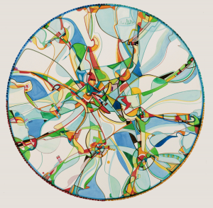 Tsątsąke k’e (Iron Foot Place) by Alex Janvier. Photo via the City of Edmonton.