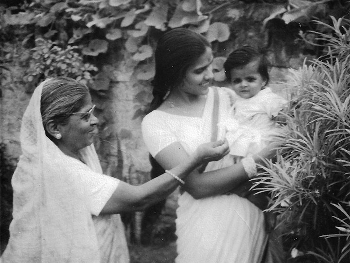 Amma with Rekha and her infant daughter (and author of this book). Although Amma lived to celebrate the birth her first grandchild, she died of a heart attack the following year, at the age of only fifty-four.